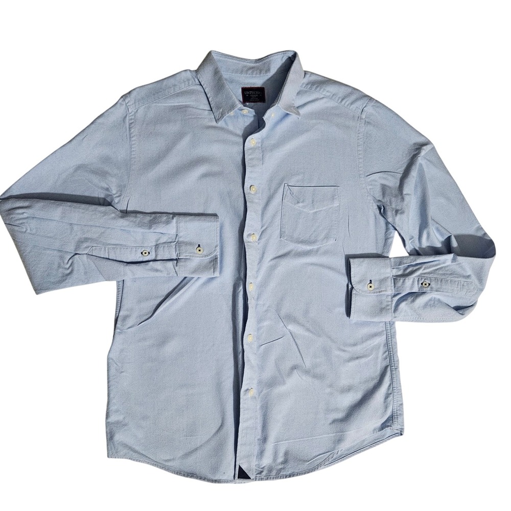 UNTUCKit Mens Medium 35163 Rioja-New Slim Fit Blue Oxford Button Down Shirt